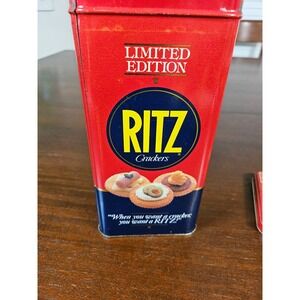 Nabisco Ritz Crackers Tin Vintage Limited Edition Red Blue Metal Storage Box